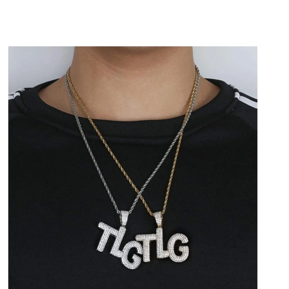 Hip Hop TLG letter Diamond microwaved necklace set